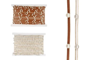 Dekoband gold-braun mit Perlen, Breite: 4 mm (10 m je Stück)-produktbild
