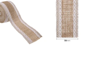 Schüsse Jute mit zwei weißer Spitze - 50 mm breit, 5 m jeweils-bildabmessungen