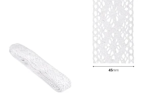 Cotton bobbin white lace trim, width 45 mm - length 10 meters each piece-image_dimensions