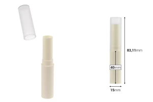Astuccio per balsamo labbra color crema con coperchio trasparente-dimensioni_immagine