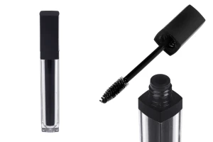 Μπουκαλάκι και βουρτσάκι για μάσκαρα 10 ml με μαύρο καπάκι - 6τμχ-1