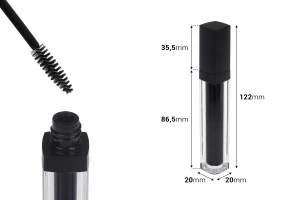 Μπουκαλάκι και βουρτσάκι για μάσκαρα 10 ml με μαύρο καπάκι - 6τμχ-2