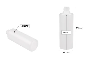 Semi-transparent 100ml plastic bottle with PP18 finish-image_dimensions