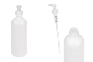 Flacon rond en plastique avec pompe de 500 ml pour shampooing, couleur : translucide-photo_produit
