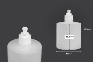 Bouteille en plastique de 500 ml avec pompe 28/410 pour antiseptiques et autres produits de soins-photo_dimensions