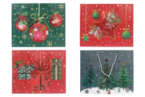 Χριστουγεννιάτικη χάρτινη τσάντα δώρου 310x120x250 mm (210 g) με κορδέλα για χερούλι - 12 τμχ mix σχεδίων και χρωμάτων-εικόνα_σύνθεση