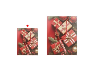 Qese letre e kuqe për dhurata Krishtlindjesh 180x100x230 mm me dizajne festive dhe spango të kuqe - 12 copë dizajne të përziera-imazh_grup