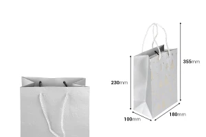 Qese letre për dhurata Krishtlindjesh 180x100x230 mm me spango për dorezë - 12 copë ngjyra të përziera-imazh_dimensione