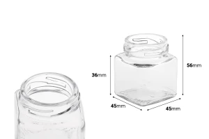 Βαζάκι 50 ml τετράγωνο 56x45 mm γυάλινο χωρίς καπάκι-εικόνα_διαστάσεις