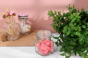 Βάζο 100 ml γυάλινο τετράγωνο 54x76 mm με αεροστεγές κλείσιμο (σύρμα και λάστιχο στο καπάκι)-3