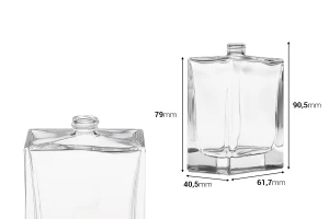 Γυάλινη φιάλη αρωμάτων πολυτελείας 100 ml  σε ορθογώνιο σχήμα με στόμιο 15/400-εικόνα_διαστάσεις