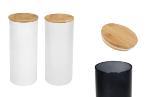 Glass jar with rubber sealed wooden lid in size 65x200 mm, available in many colors-εικόνα_προϊοντική