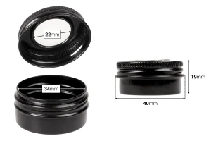 15ml aluminum tin jar with clear top screw lid - available in a package with 15 pcs-image_dimensions