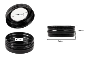 30ml aluminum tin jar with clear top screw lid - available in a package with 12 pcs-image_dimensions