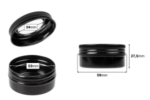 50ml aluminum tin jar with clear top screw lid - available in a package with 12 pcs-image_dimensions