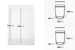 Standbodenbeutel 120x40x200mm transparent mit Druckverschluss -100 Stücke-bildabmessungen