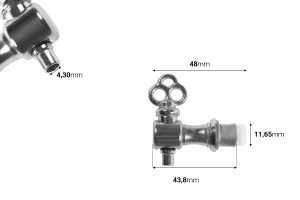 Metallischer Wasserhahn silber (Halbdrehung)-bildabmessungen