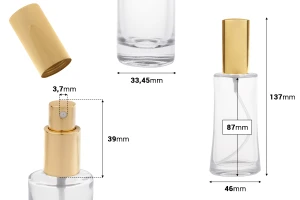 Oval glass bottle 50ml (18/415) with gold shiny spray for perfumes - (minimum order: 1 carton)-image_dimensions
