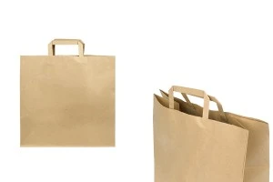 Paper bag with flat handle in earthy color and dimensions 320x170x310 mm-image_product