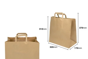 Paper bag with flat handle in earthy color and dimensions 320x170x310 mm-image_dimensions