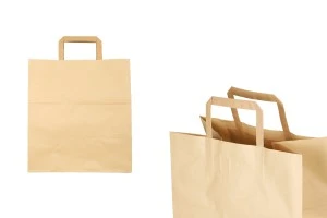 Borsa da trasporto in carta con maniglia piatta colore terra e dimensioni 260x180x260 mm - 25 pz-εικόνα_προϊοντική