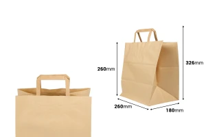 Borsa da trasporto in carta con maniglia piatta colore terra e dimensioni 260x180x260 mm - 25 pz-εικόνα_διαστάσεις