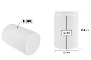 Petit pot blanc en plastique de 1000ml-photo_dimensions