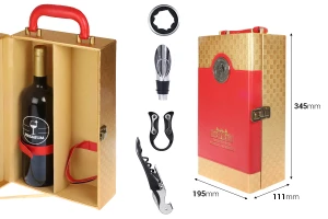 Luxury case for 2 wine bottles with accessories and leather lining in golden red color-image_dimensions