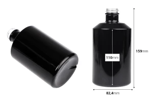 Cylindrical glass bottle 500 ml in white or black color-image_dimensions