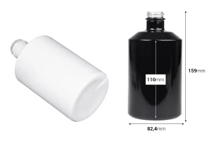 Cylindrical glass bottle 500 ml in white or black color-image_dimensions