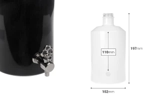 1000 ml glass bottle for perfumes in white or black with a tap holder *(choose the tap from the accompanying items)-2