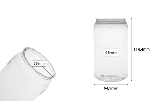 Bottiglia di plastica trasparente (PET) 330 ml (corta) senza tappo - 200 pezzi-dimensioni_immagine