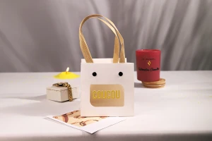 Paper gift bag (210g) 120x120x120 mm white with window - 12 pcs-image_group