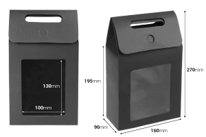 Poignée sac cadeau en papier 160x90x270 mm avec fenêtre - 12 pcs-εικόνα_διαστάσεις