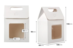 Τσάντα δώρου χούφτα χάρτινη 100x60x150 mm με παράθυρο - 12 τμχ-εικόνα_διαστάσεις