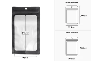 Sachets en aluminium avec fermeture "zip" 120x200 mm, avec face avant transparente et possibilité de scellage par thermoscellage - 100 pcs-2