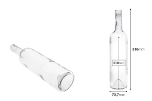 Shishe vere transparente 750 ml Europea 18.3 mm - 35 copë-imazh_dimensione