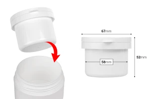 Ανταλλακτικό εσωτερικό λευκό βαζάκι 100 ml με λευκό καπάκι για τον κωδικό 516-1-100-εικόνα_διαστάσεις