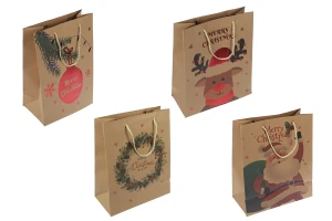 Weihnachts-Geschenktüten aus Papier 260x120x320 mm mit Kordel zum Henkel - 12 Stück verschiedene Designs-produktbild