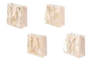 Sacs cadeaux de Noël en papier 150 x 60 x 145 mm avec ruban pour poignée - 12 pièces, motifs assortis-photo_produit