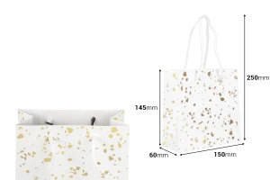 Paper gift bag 150x60x145 mm with gold details and string for handle - 12 pcs mix colors-image_dimensions