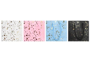Paper gift bag 150x60x145 mm with gold details and string for handle - 12 pcs mix colors-image_group