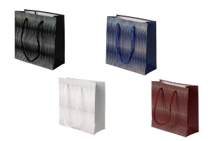 Qese letre për dhurata 150x60x145 mm me detaje argjendi dhe spango për dorezë - 12 copë ngjyra të përziera-imazh_produkt
