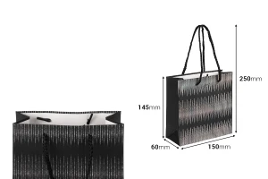 Qese letre për dhurata 150x60x145 mm me detaje argjendi dhe spango për dorezë - 12 copë ngjyra të përziera-imazh_dimensione