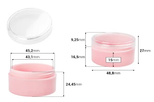 Βαζάκι ακρυλικό 30 ml ροζ με διάφανο καπάκι - 12 τμχ-2