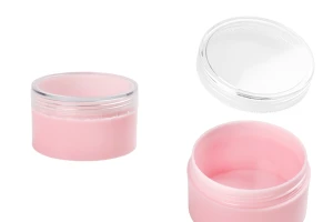 Βαζάκι ακρυλικό 50 ml ροζ με διάφανο καπάκι - 12 τμχ