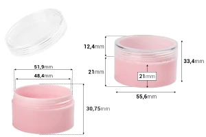 Βαζάκι ακρυλικό 50 ml ροζ με διάφανο καπάκι - 12 τμχ-2