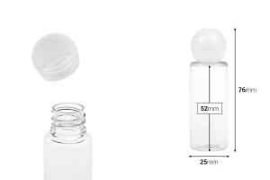 Μπουκαλάκι για σαμπουάν 20 ml πλαστικό με καπάκι - Συσκευασία 50 τμχ-εικόνα_διαστάσεις