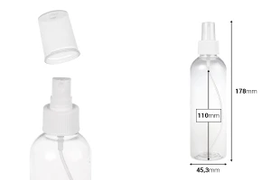 Bottiglia in PET da 200 ml con atomizzatore spray per sostanze oleose in confezione da 12 pezzi-dimensioni_immagine