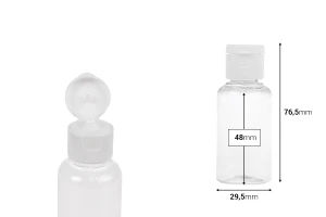 Μπουκαλάκι 35 ml πλαστικό με καπάκι flip-top - Συσκευασία 12 τμχ-εικόνα_διαστάσεις